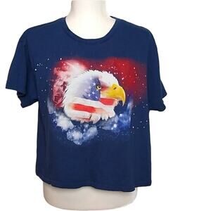 Freeze SZ XL Crop Top American Eagle Dark Blue Patriotic USA